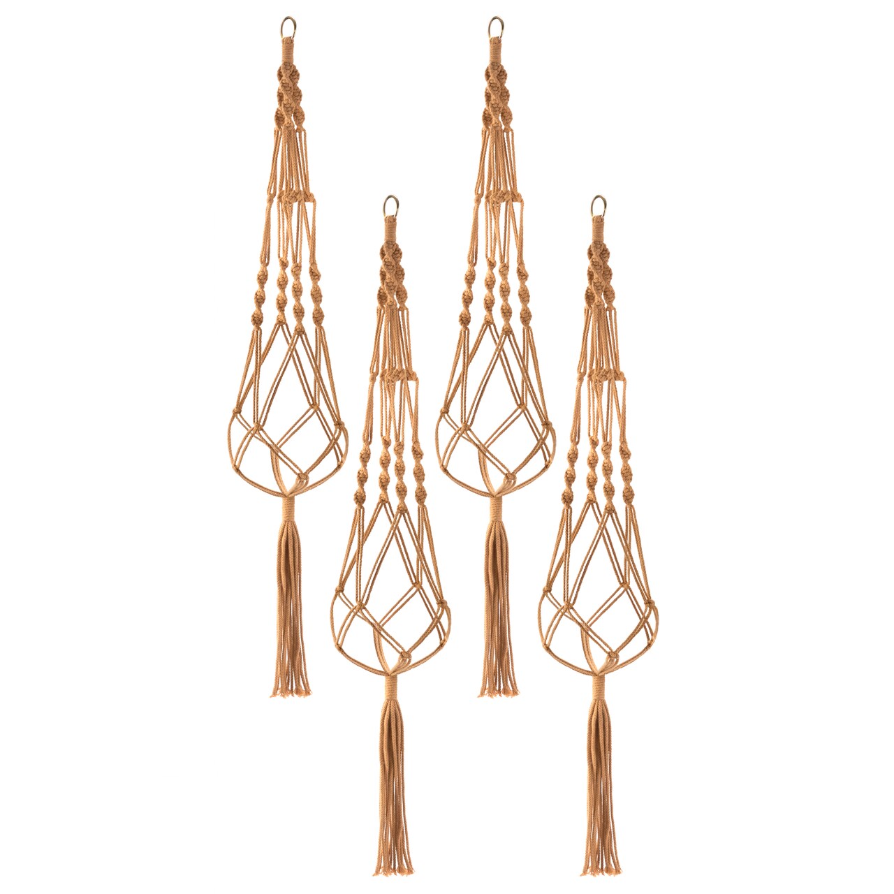 Sorbus Macrame Plant Hanger (4 Pack) Indoor Outdoor Hanging Plant Pots Cotton Rope, Elegant for Home, Patio, Garden (Black)